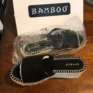 New suede top wedge slides